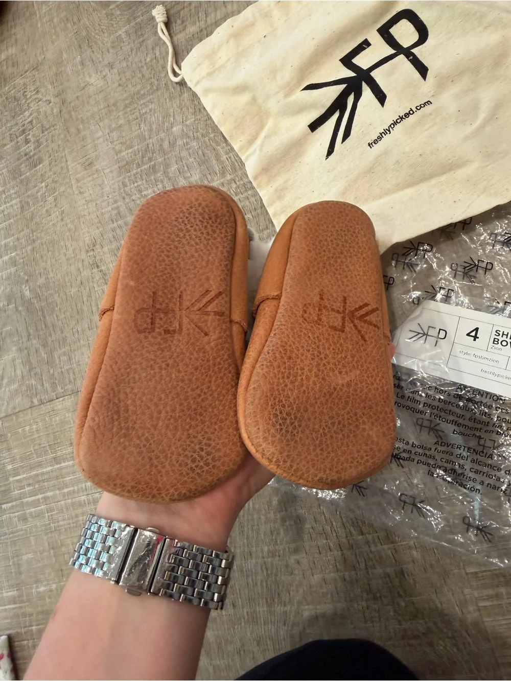 Freshly Picked Tan Shearling Bow Mittens for Kids